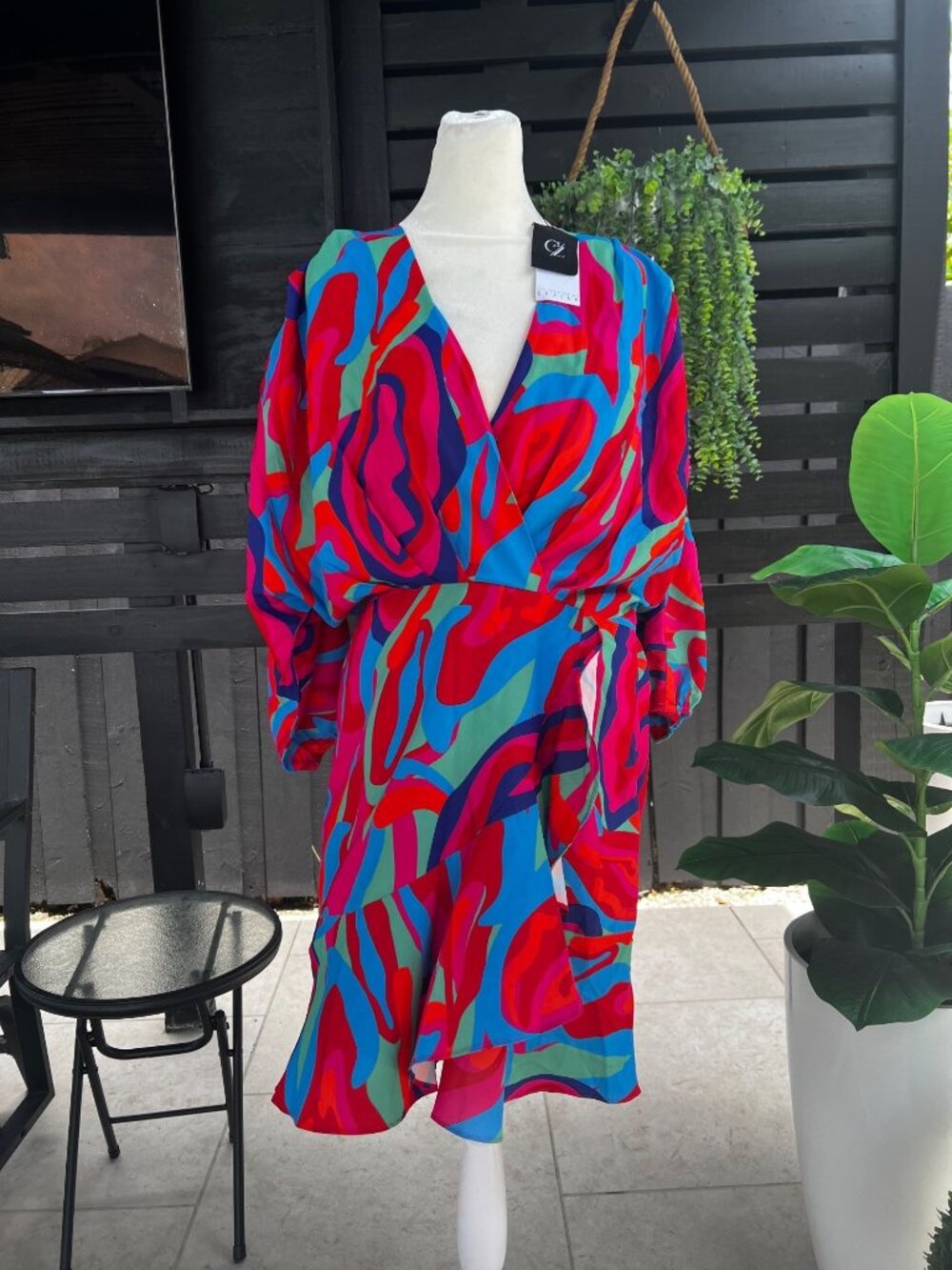 NWT womens Boutique  Miami Cocktail Beach Summer Colorful Dress LARGE